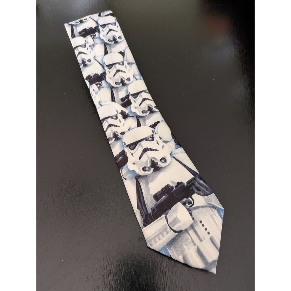 Star Wars Stormtrooper Necktie Mens White‎ Blue Imperial Soldier Graphic Tie